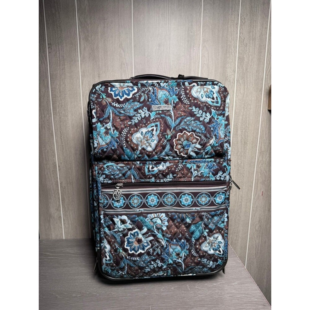 Vera Bradley Quilted Rolling Luggage Carry-On Suitcase Midnight Paisley Floral